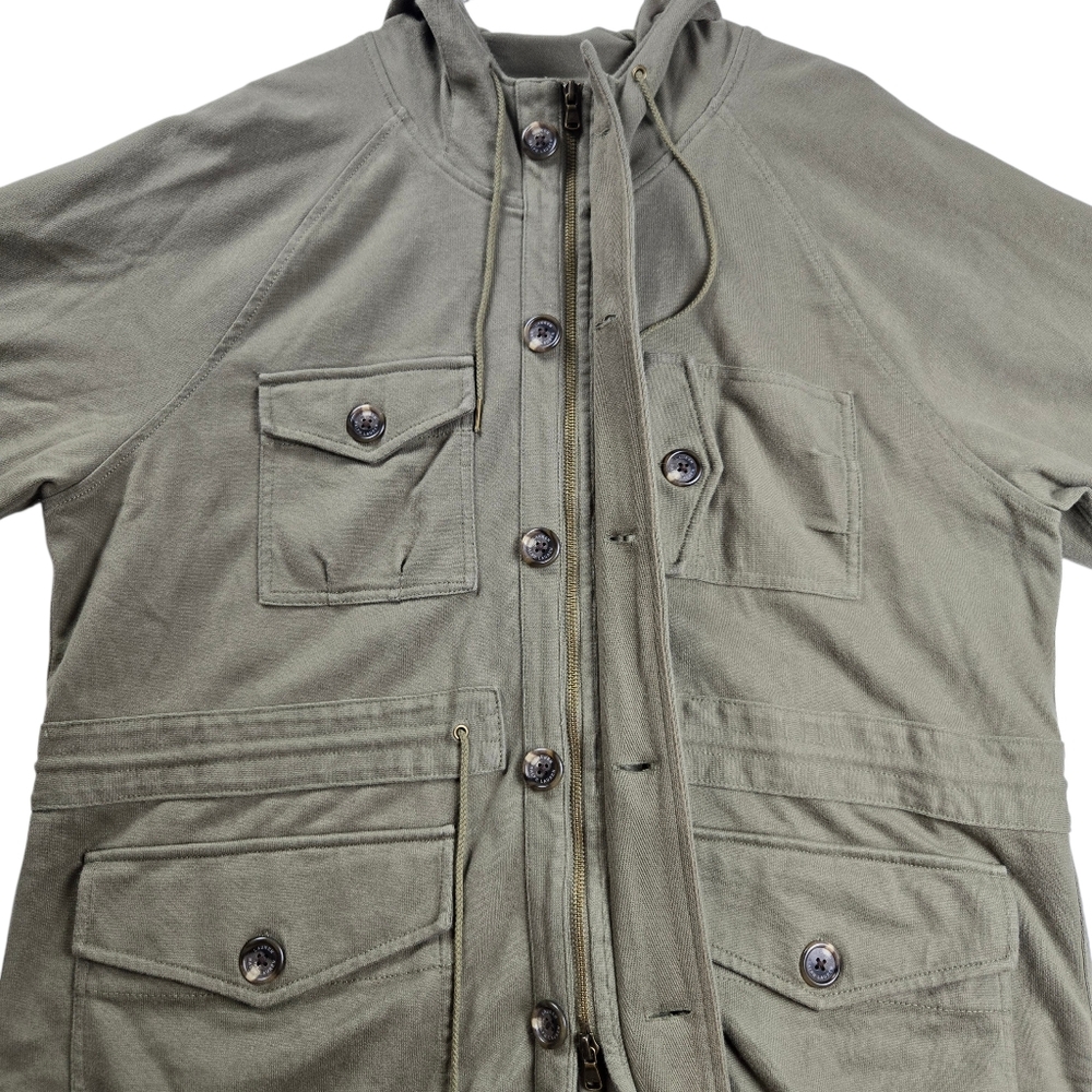 Lauren Ralph Lauren Hooded Utility Cinched Waist Full-Zip Cotton Knit Jacket - Picture 5 of 16